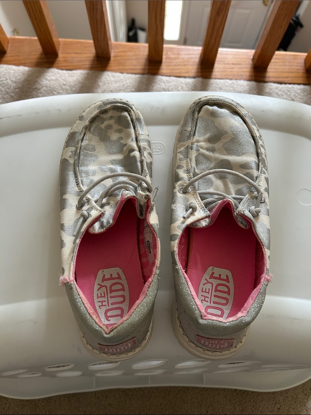 Hey Dude Women's Cow print Moccasins with Pink Lining